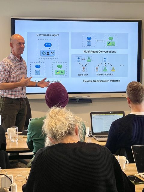 Peter Mangin conducting AI workshop for business leaders in Auckland